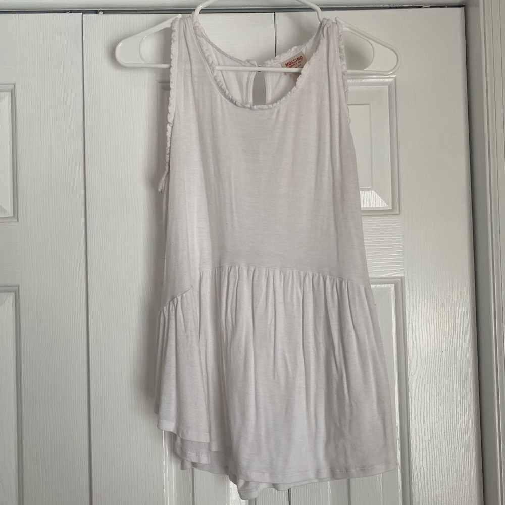 white peplum ruffle tank top